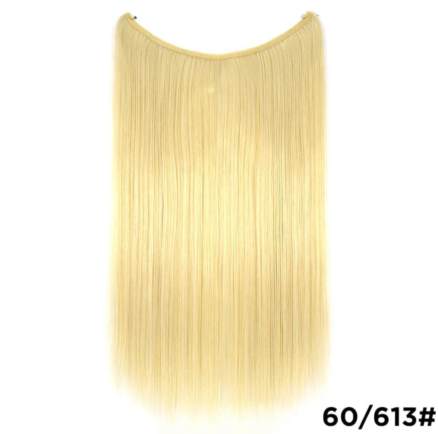 22" Invisible Wire Hair Extensions - No Clips Secret Fish Line Synthetic Hairpiece