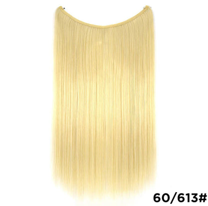 22" Invisible Wire Hair Extensions - No Clips Secret Fish Line Synthetic Hairpiece