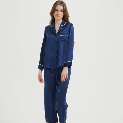 Women's Luxe Silk Two-Piece Pajama Set - 100% Pure Mulberry Silk Long Sleeve Sleepwear