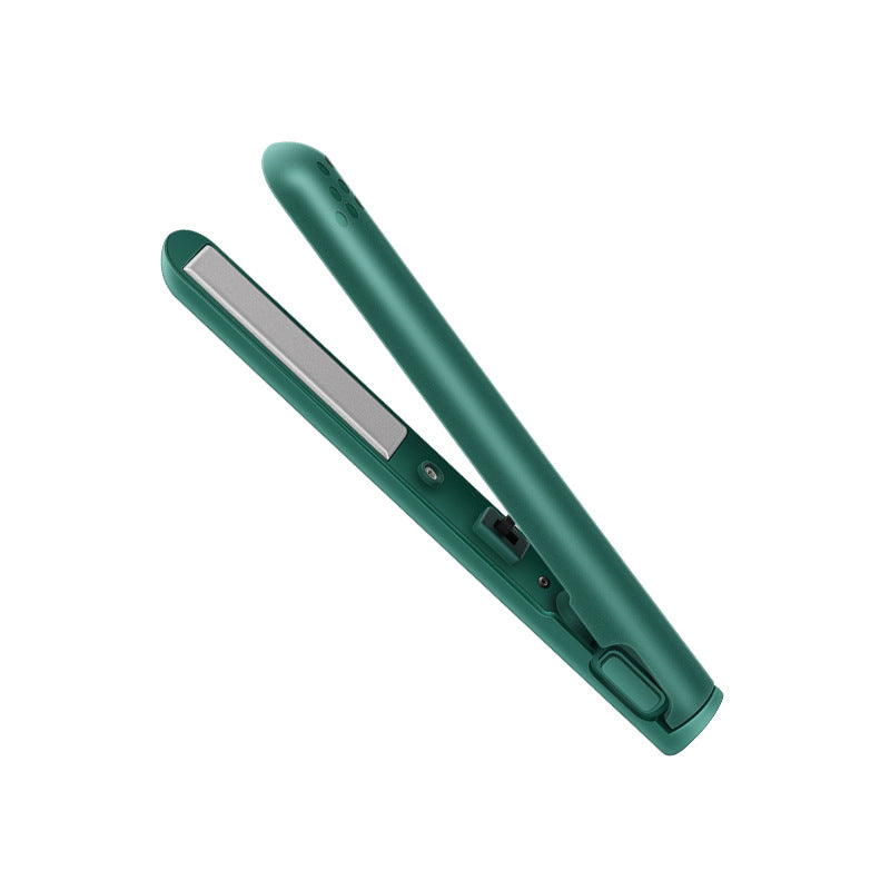 USB Mini 2-in-1 Hair Curler & Straightener | Portable Dual-Use Styling Tool | Dark Green, Pink, White, Blue