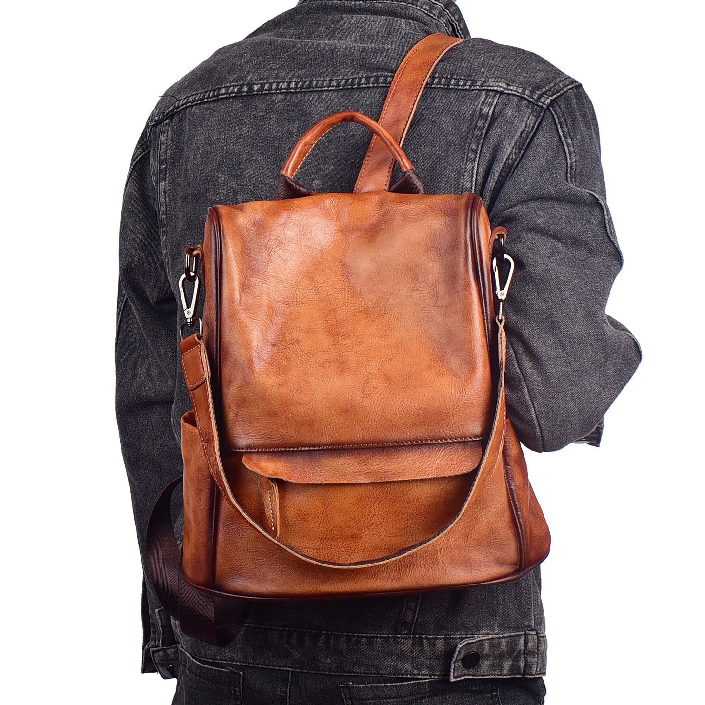 Women's Genuine Leather Anti-Theft Backpack - Luxury Travel Bag with Laptop Compartment