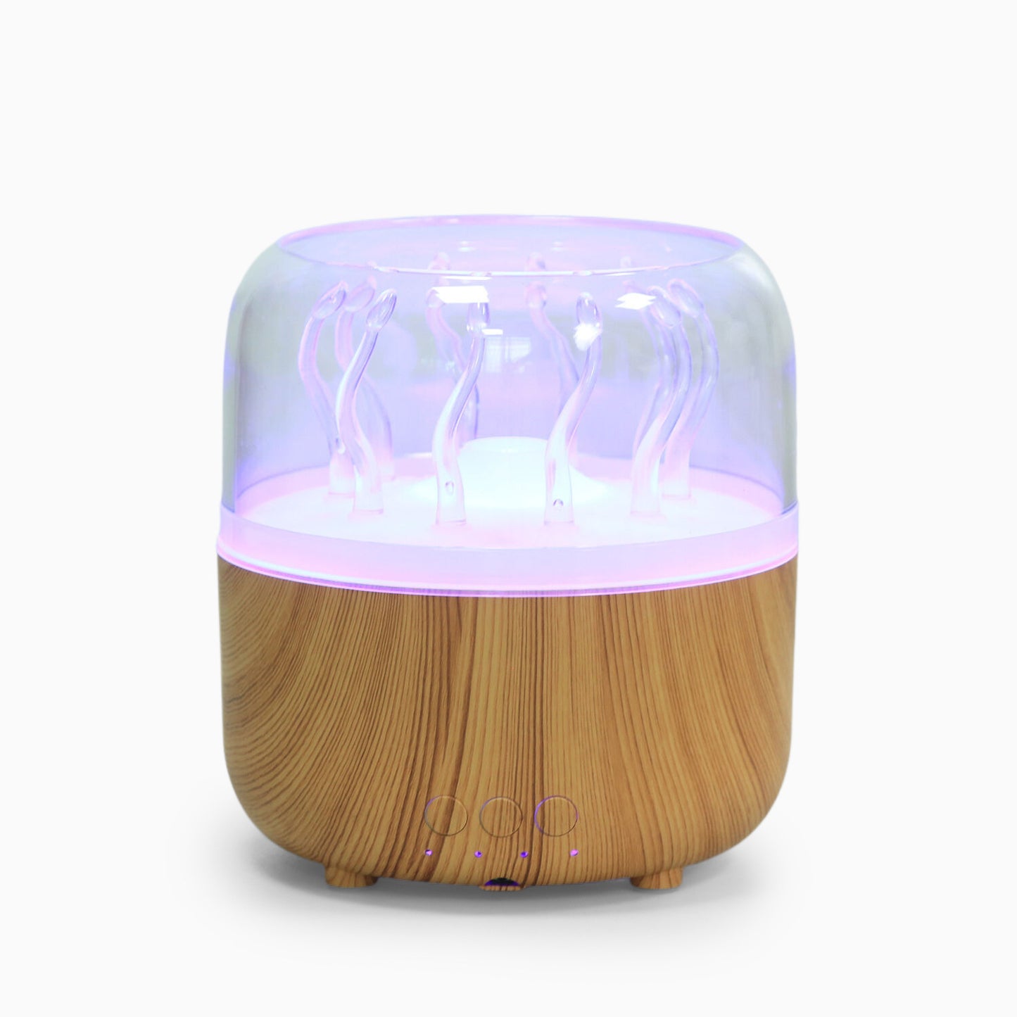 Wood Grain Jellyfish Ambience Light Humidifier - Rotating Dynamic Spray Aromatherapy Diffuser