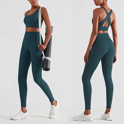 Women's High-Waist Fitness Pants and Sports Bra Set