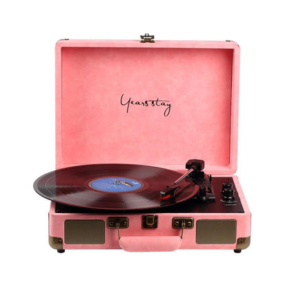 Vintage Bluetooth Turntable with Leather Case - Portable Vinyl Record Player