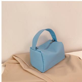 PU Leather Chain Handbag - Solid Color Horizontal Square Bag