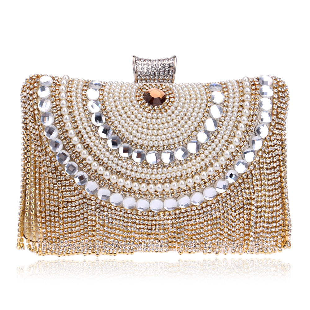 Elegant Tassel Evening Clutch with Crystal Embellishments