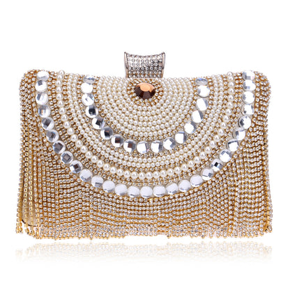 Elegant Tassel Evening Clutch with Crystal Embellishments