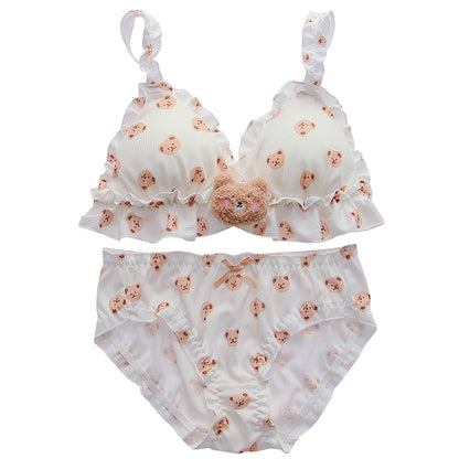 Girls' Cotton Bra and Shorts Set - Comfortable Support with Sponge Padding