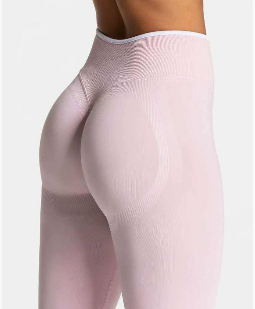 Peach Hip High-Waist Yoga Pants - Nylon Spandex Sports Leggings
