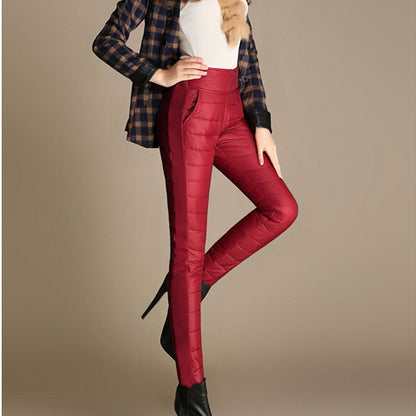 Women's Plus Size Winter Cotton Trousers - High-Waist Pencil Pants