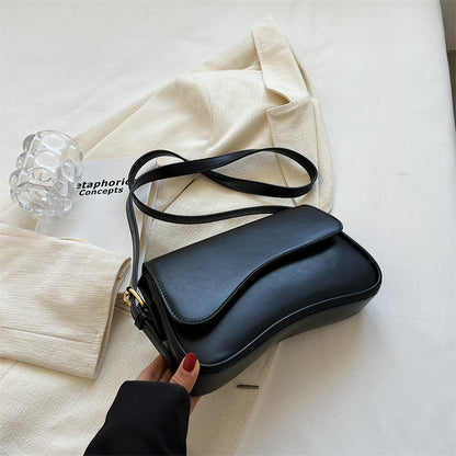Women's Minimalist Crossbody Bag - Vegan Leather Magnetic Flap Shoulder Purse