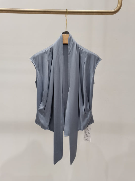 V-Neck Wrap Tie Waist Silk Shirt | Premium Women's Blouse
