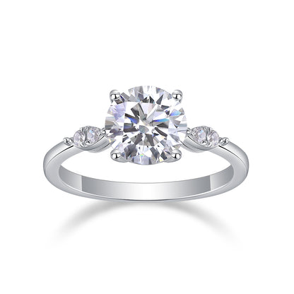 2 Carat Moissanite Sterling Silver Ring - Platinum Plated Wedding Band
