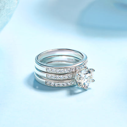 2-Carat Moissanite Sterling Silver Wedding Ring - Platinum Plated
