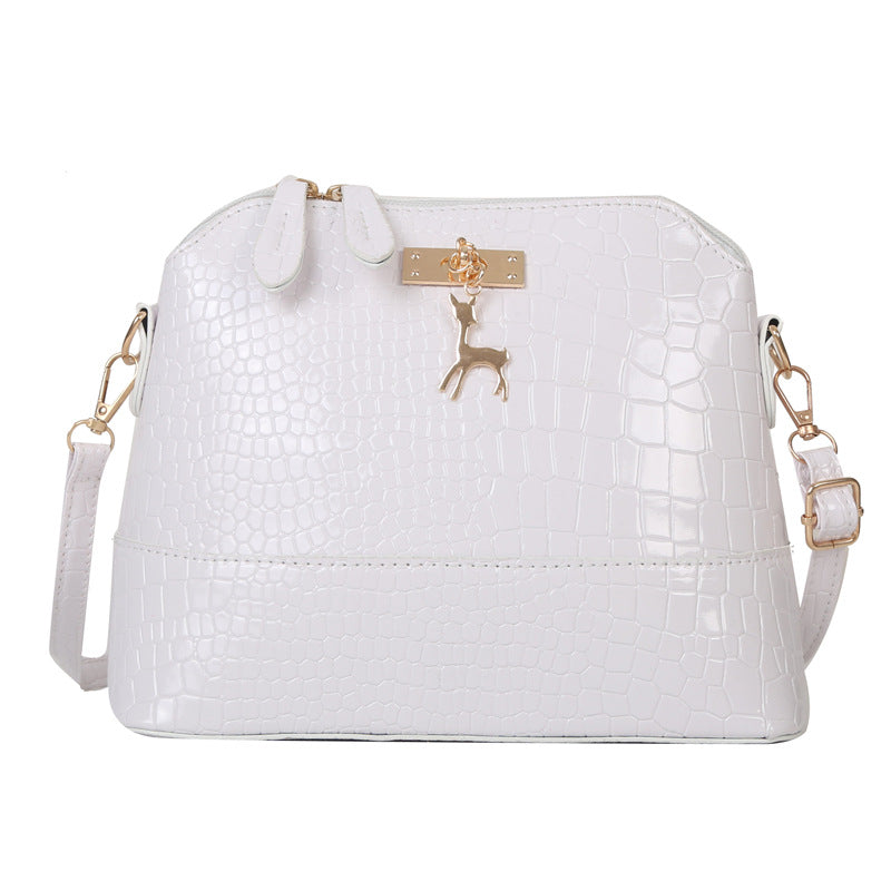 Shell-Shaped PU Leather Crossbody Bag - Large Capacity Solid Color Shoulder Bag