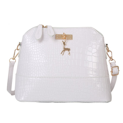 Shell-Shaped PU Leather Crossbody Bag - Large Capacity Solid Color Shoulder Bag