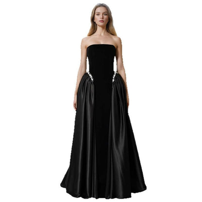 Women's Strapless High Waist Maxi Dress – Sleeveless Elegant Formal Gown