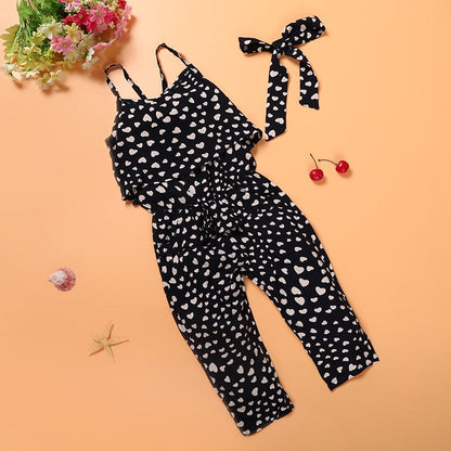 Girls Cotton Polka Dot Jumpsuit - Sleeveless Summer Outfit Set