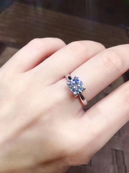 Women's Moissanite Diamond Ring - 18K Gold Plated Polished Ring