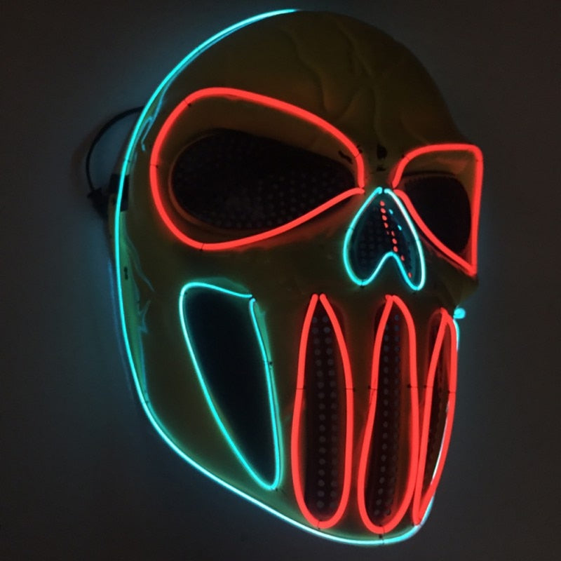 Halloween Costume Mask - Ice Blue & Red Plastic Party Mask for Dress-Up