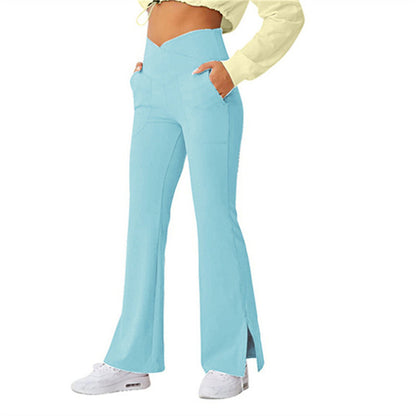 Women's High-Waist Stretch Flare Pants - Nylon Hip-Lifting Skinny Trousers