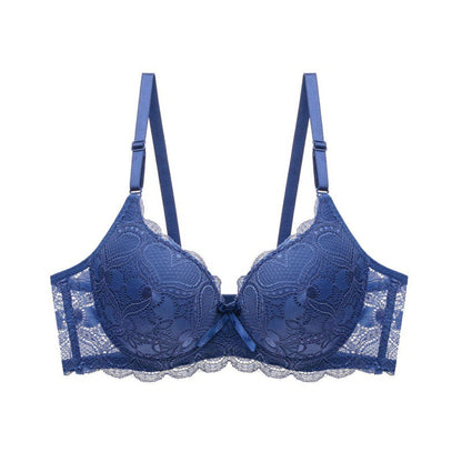 Lace Push-Up Bra - 3/4 Cup Underwire with Hollow Design