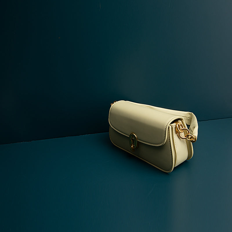 Cowhide Leather Baguette Underarm Bag - Women's Square Box Crossbody with Contrasting Colors