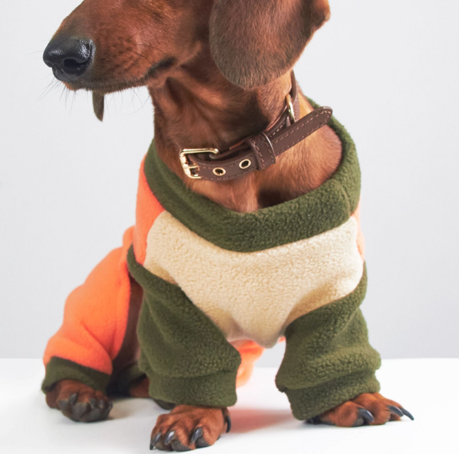 Dog Cat Pet Thermal Fleece Clothing - Four-Legged Winter Jacket with Harness