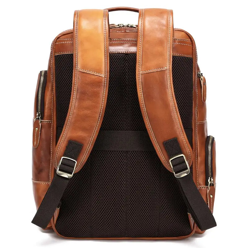 Premium Leather Backpack with Laptop Compartment - Business & Travel