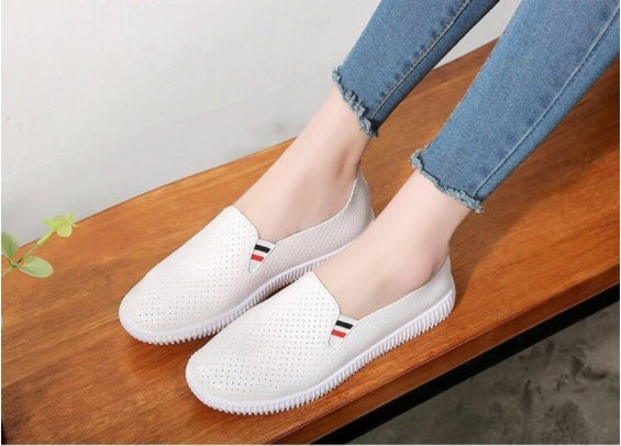Women's Pigskin Leather Slip-On Flat Shoe | Hollow Cut-Out Detail | EU 36–40