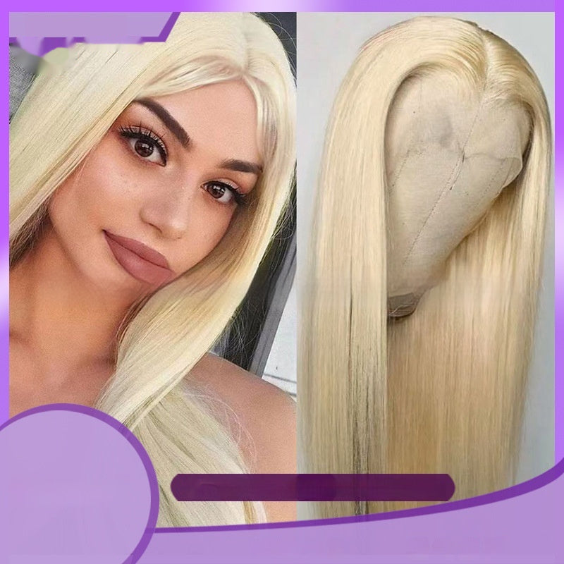 Real Human Hair Transparent Lace Full-Head Wig - Heat Dyeable Natural Hair