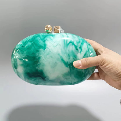 Shell-Shaped Acrylic Crossbody Bag - Sequin Detail Fashion Handbag