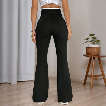 Women's High-Waisted Stretch Flare Pants - Slimming Bell-Bottom Trousers