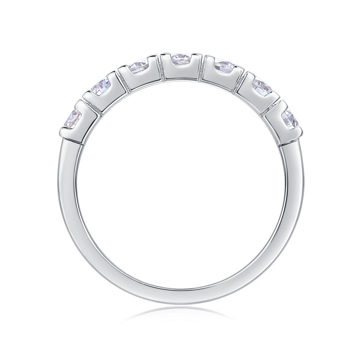 0.1 Carat Moissanite Sterling Silver Ring - Platinum Plated Wedding Band