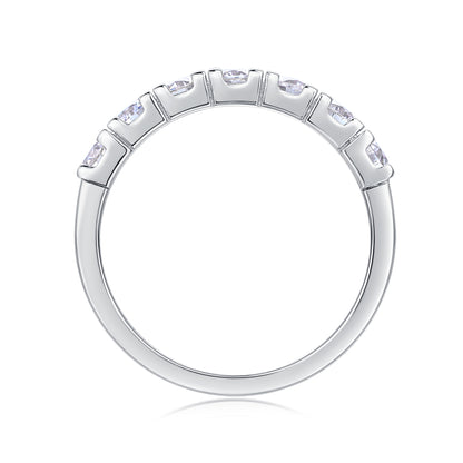 0.1 Carat Moissanite Sterling Silver Ring - Platinum Plated Wedding Band
