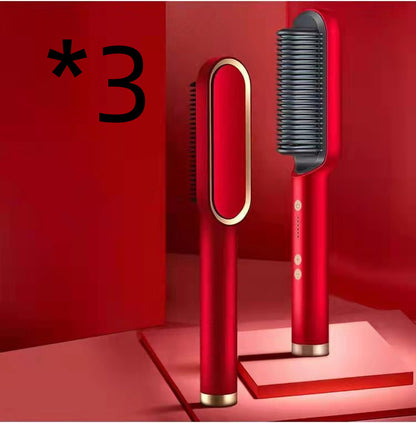 2-in-1 Hair Straightener & Curling Comb | Tourmaline Ceramic | Negative Ion Electric Hair Brush