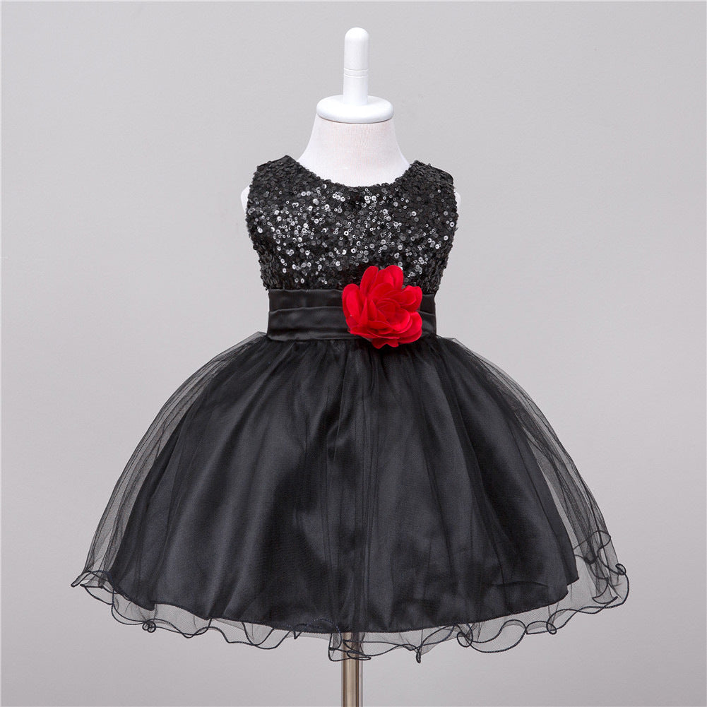 Girls Sequin Princess Dress - Flower Girl Wedding Party Gown