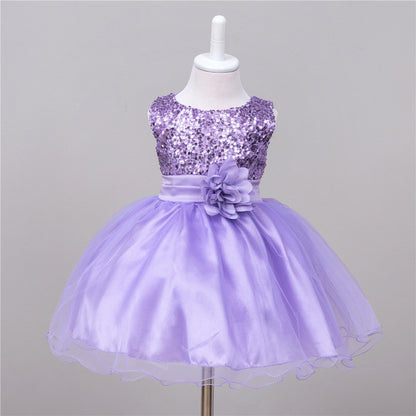 Girls Sequin Princess Dress - Flower Girl Wedding Party Gown