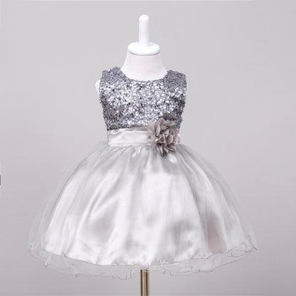 Girls Sequin Princess Dress - Flower Girl Wedding Party Gown