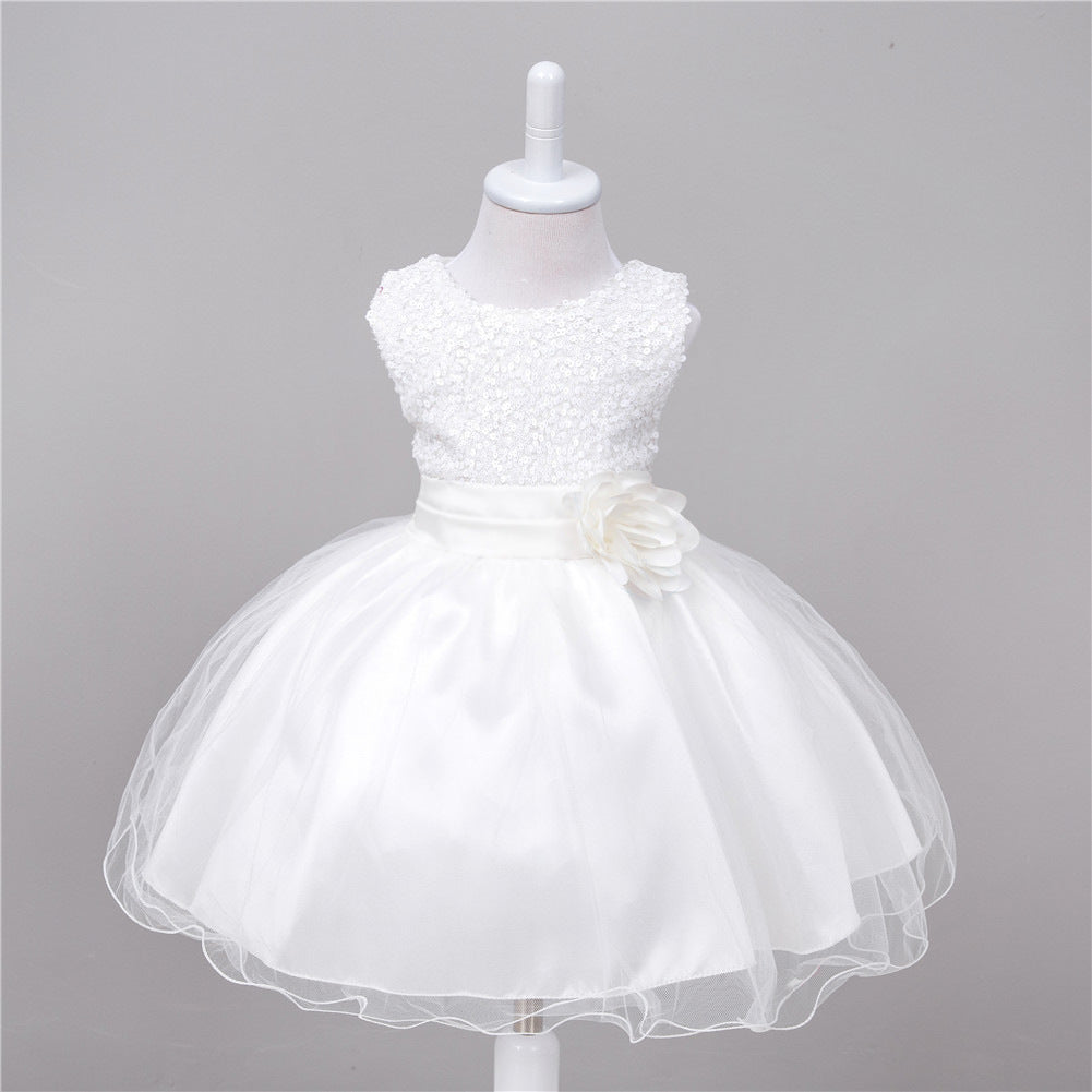Girls Sequin Princess Dress - Flower Girl Wedding Party Gown
