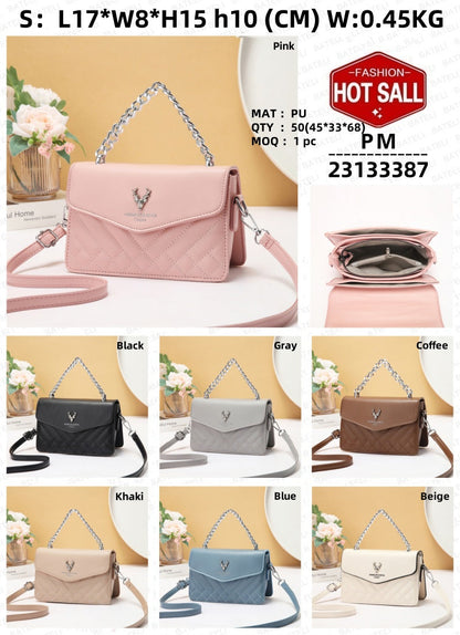 Quilted Mini Shoulder Bag with Chain Strap - Retro Style Waterproof Handbag