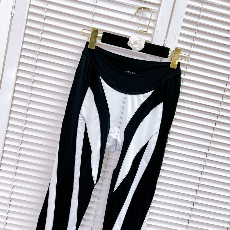 Fashion Mesh Stitching Cropped Leggings - Polyester Activewear