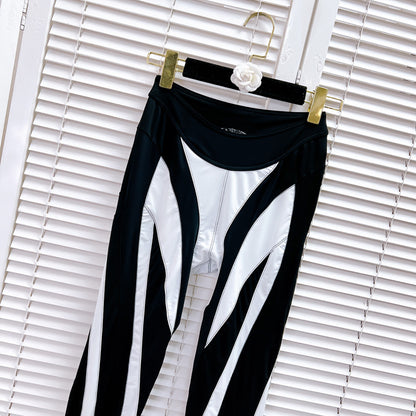 Fashion Mesh Stitching Cropped Leggings - Polyester Activewear