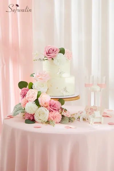 Artificial Silk Flowers for DIY Wedding Bouquets - Blush Pink & White Rose Centerpieces
