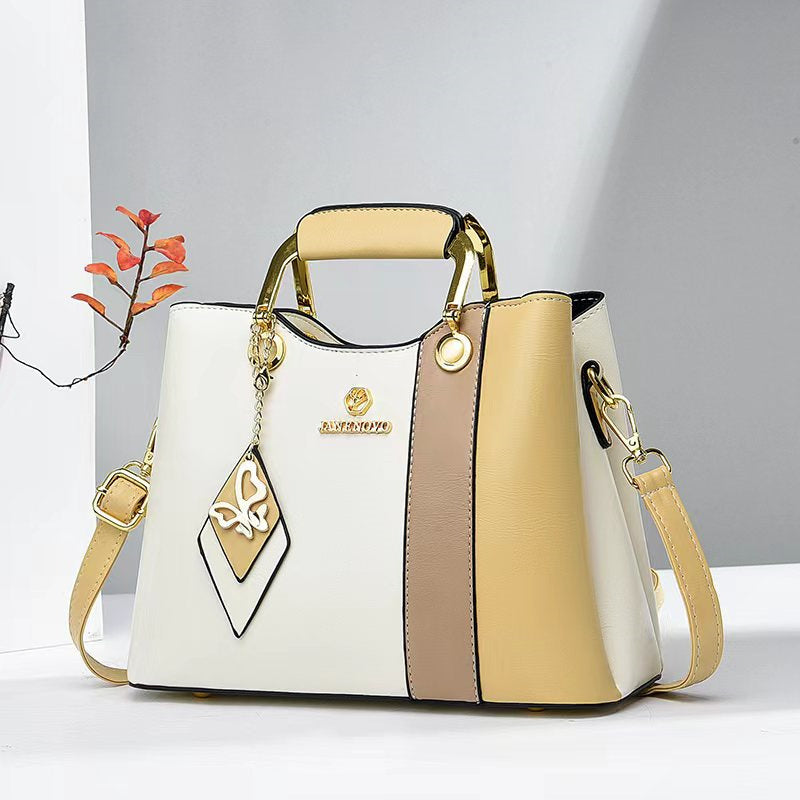 Color Block PU Leather Tote Bag - Casual Crossbody Shoulder Bag