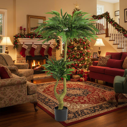 5FT Artificial Willow Tree with Natural Foliage in Black Pot - Maintenance-Free Indoor Plant for Home Office Decor