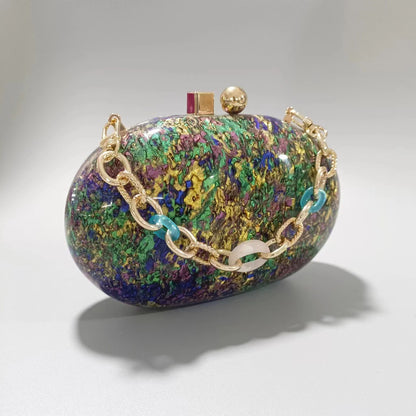 Shell-Shaped Acrylic Crossbody Bag - Sequin Detail Fashion Handbag