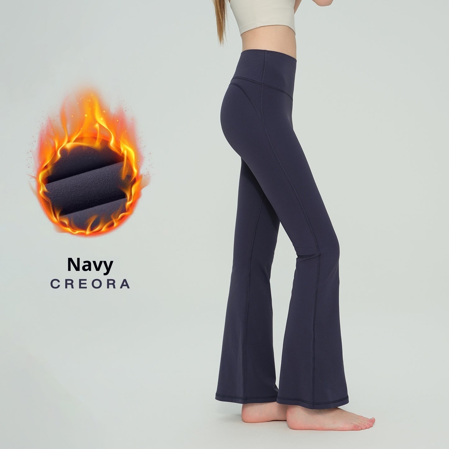 Women's High-Waisted Fleece Flare Pants - Thickened Wool-Lined Slim Fit Trousers