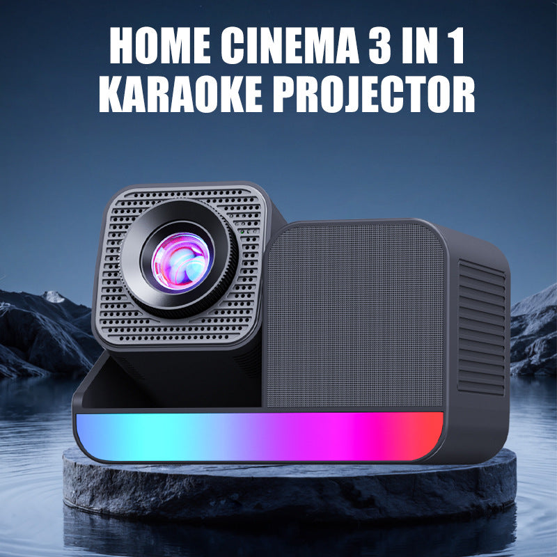 HD Karaoke Projector with Microphone - 1080P Home Theater Projector