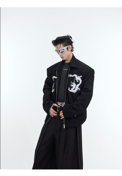 Men's Deconstructed Textured Jacket - Contemporary Asymmetric Design